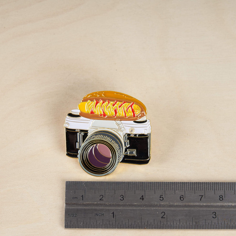 Hot Dog on Ae-1 SLR Pin