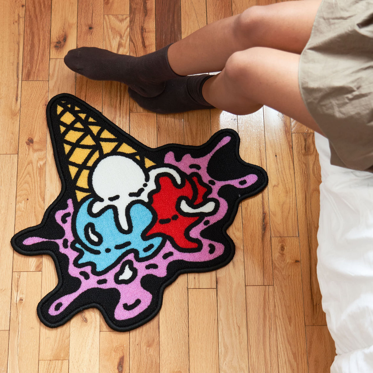 Ice Cream Cone Dropped Dessert Mini Rug