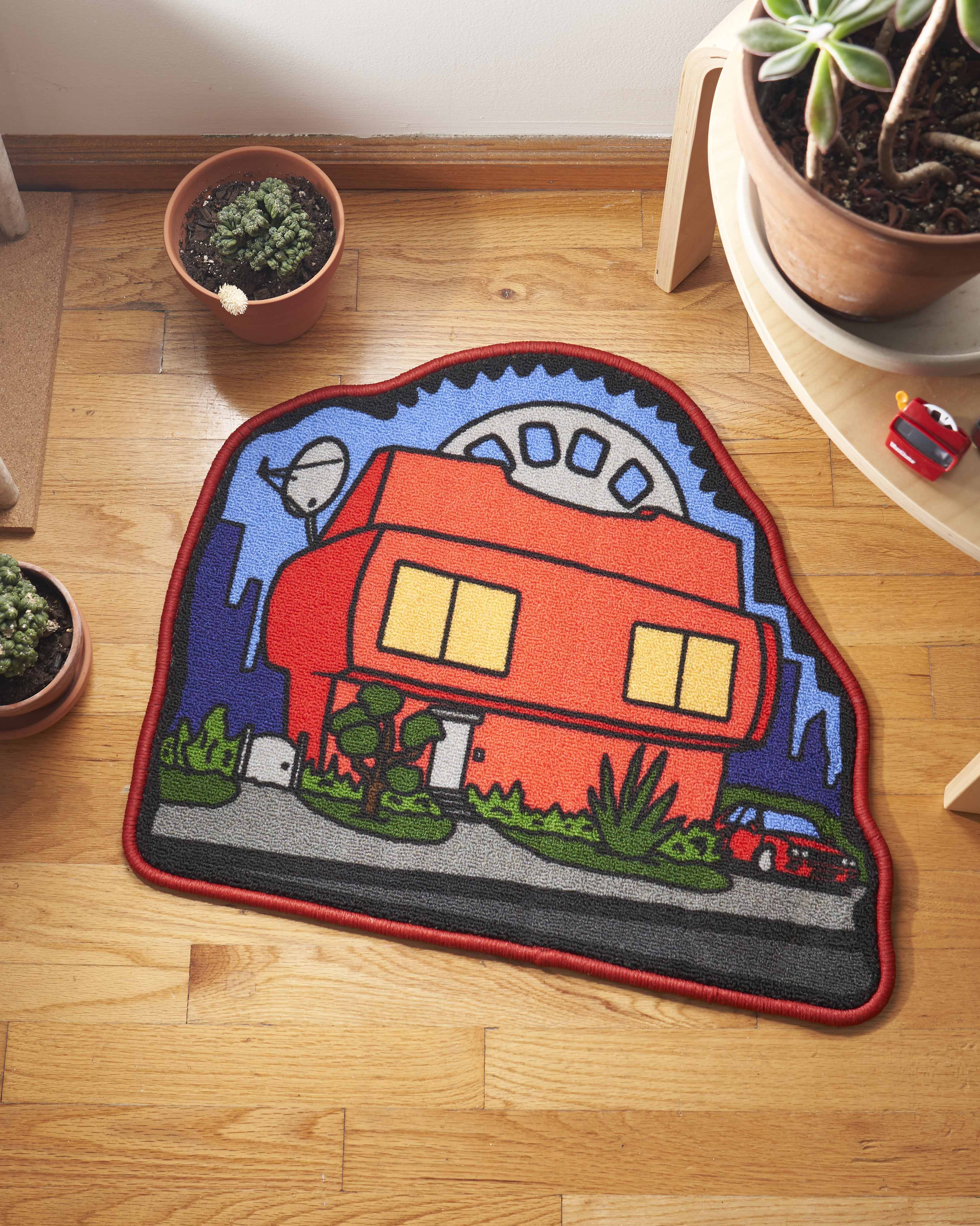 ViewMaster House Mini Rug, Retro vintage doormat bathmat carmat