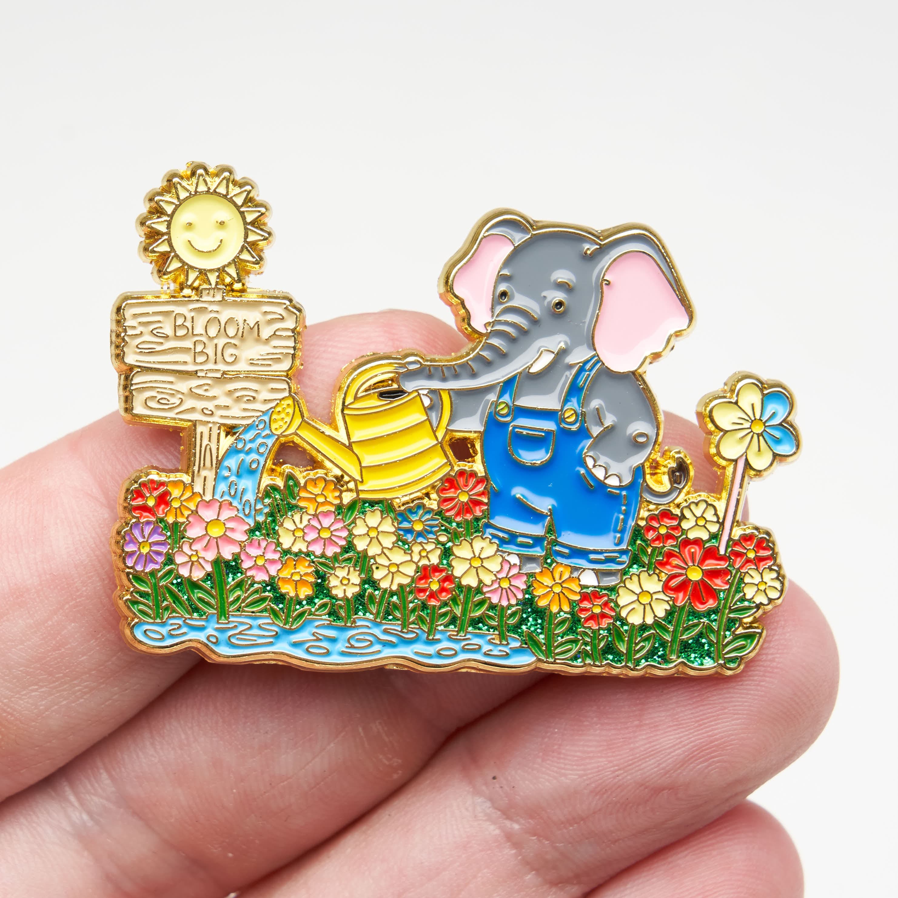 Sprinkle & Sprout Elephant Gardener Enamel Pin | Gold Plated Lapel Pin ...