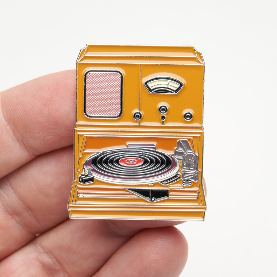 Retro Wooden Record Player Pin