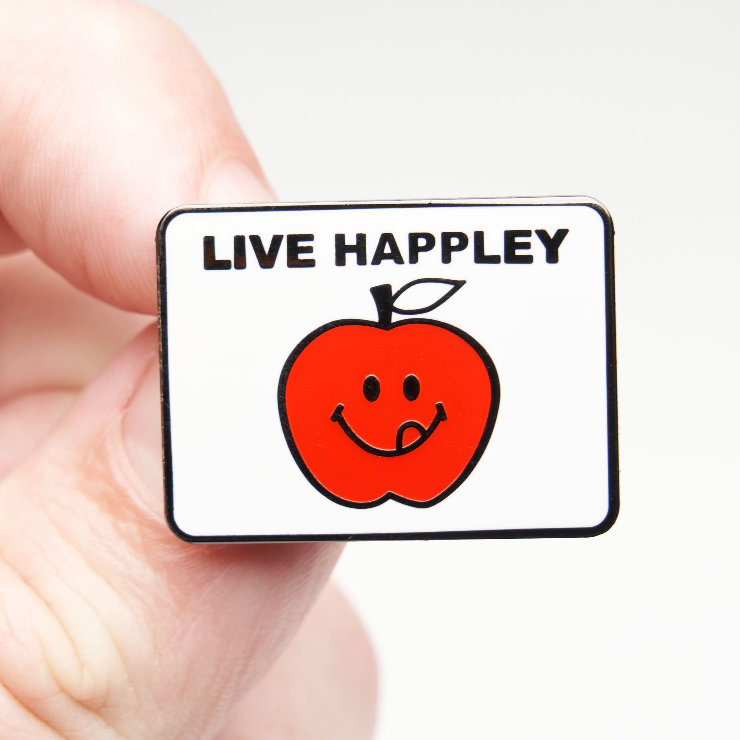 LIVE HAPPLEY Apple Enamel Pin – Rectangle Positivity Accessory ...