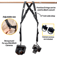 Camera Strap Accessories for Two-Cameras ? Dual Shoulder Leather