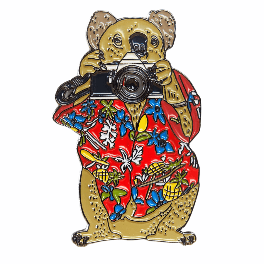 Koala with Film Camera Pin