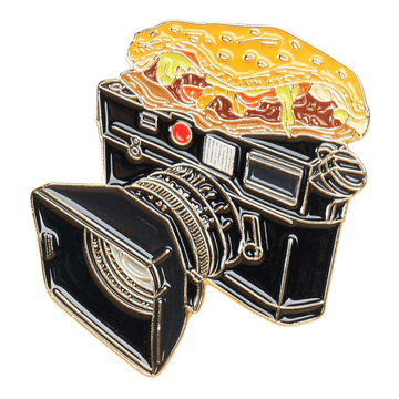 Burger on Rangefinder Camera Pin
