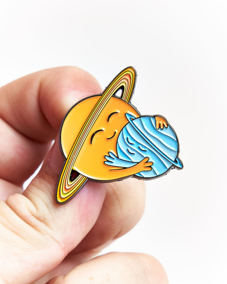 Saturn Hugging Uranus Planet Pin