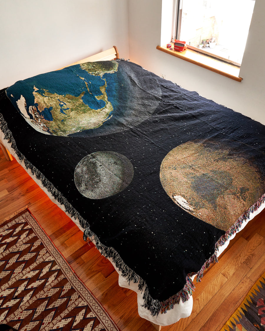 Earth Moon Mars Blanket (80