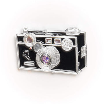 Brick Camera Pin with Purple Lens