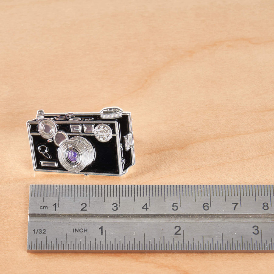 Brick Camera Pin with Purple Lens
