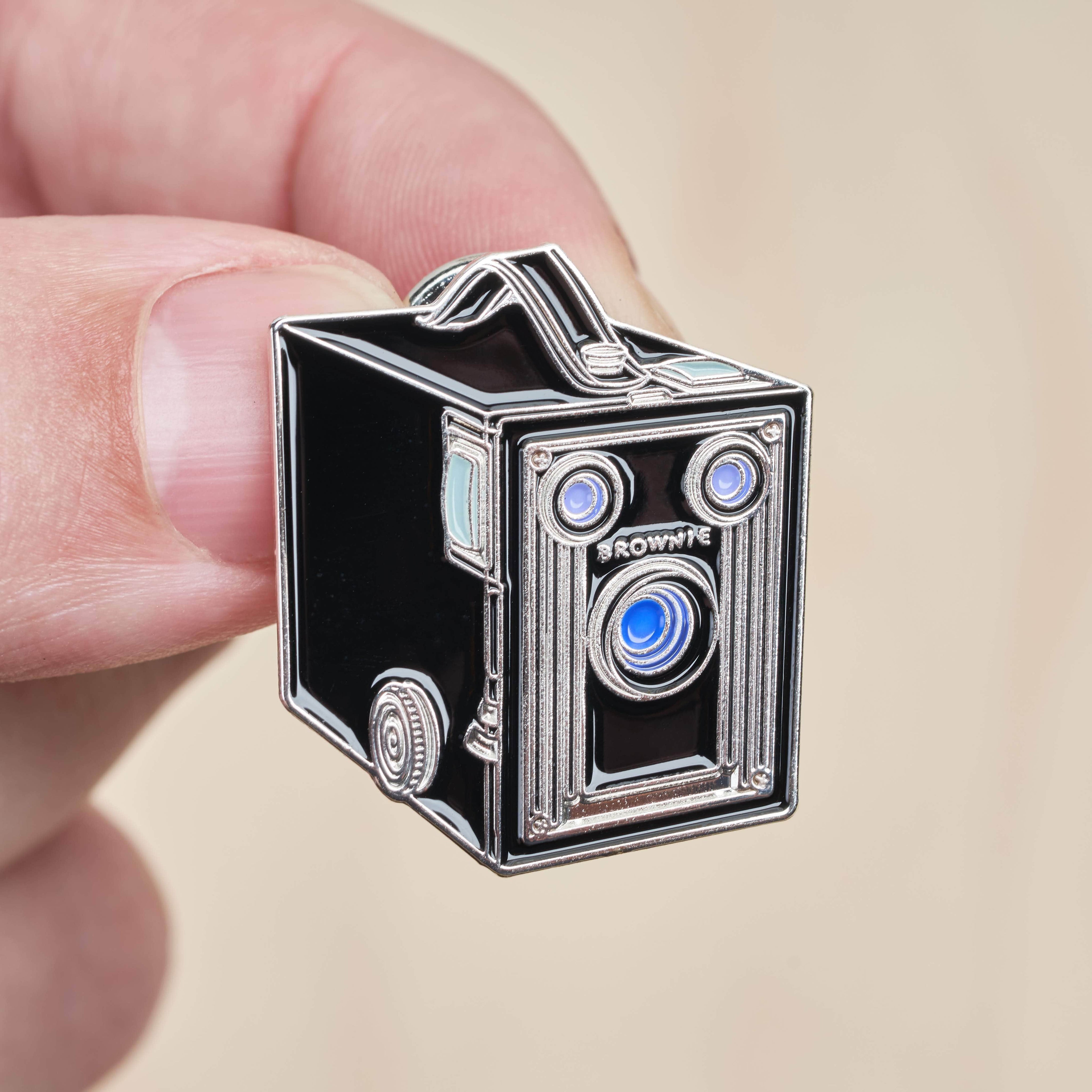 Kodak Brownie Wooden Metal Lapel Pin - Large Format 4x5 Film