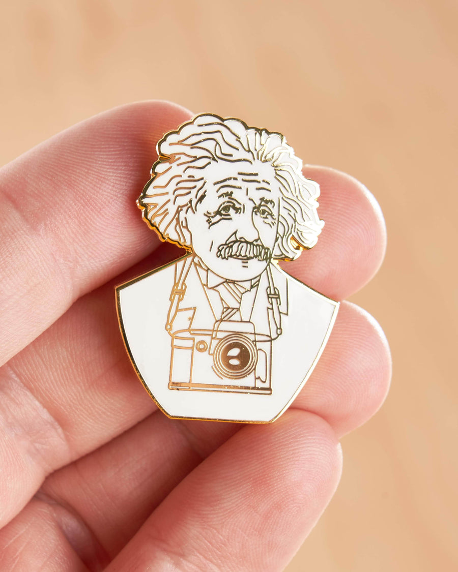 Einstein Scientist with Camera Pin