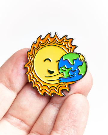 Sun Hugging Earth Cute Planet Pin